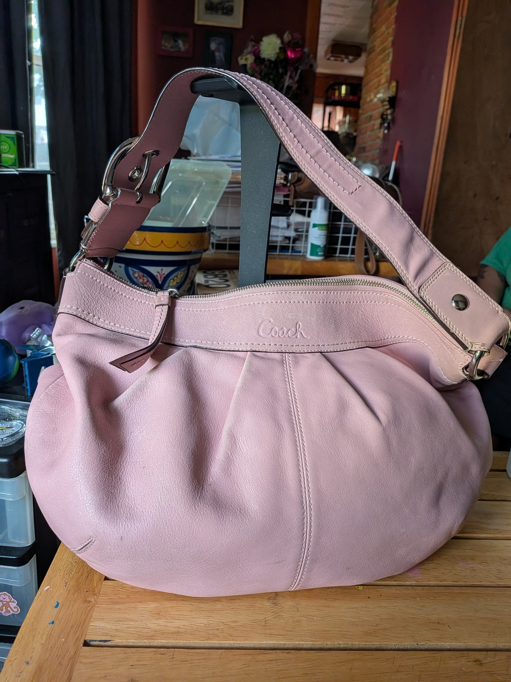 Coach Soft Pink Leather Hobo Shoulder Bag